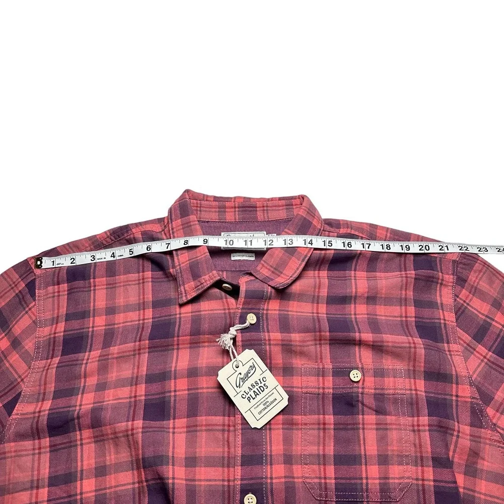 Grayers | Men | Classic Plaids Coral Red SS Button Up Shirt | Size XXL - Picture 4 of 12
